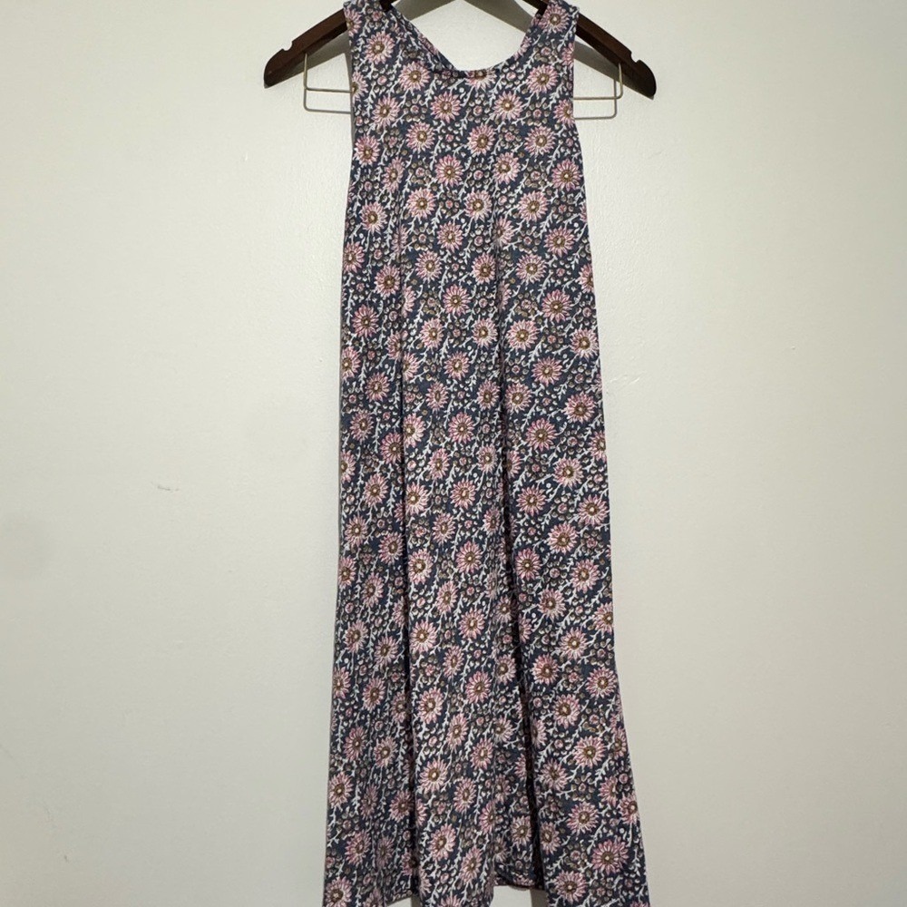 NWT‎ GAP Women's Sleeveless Linen Blend Floral Dress Keyhole Back Size Medium